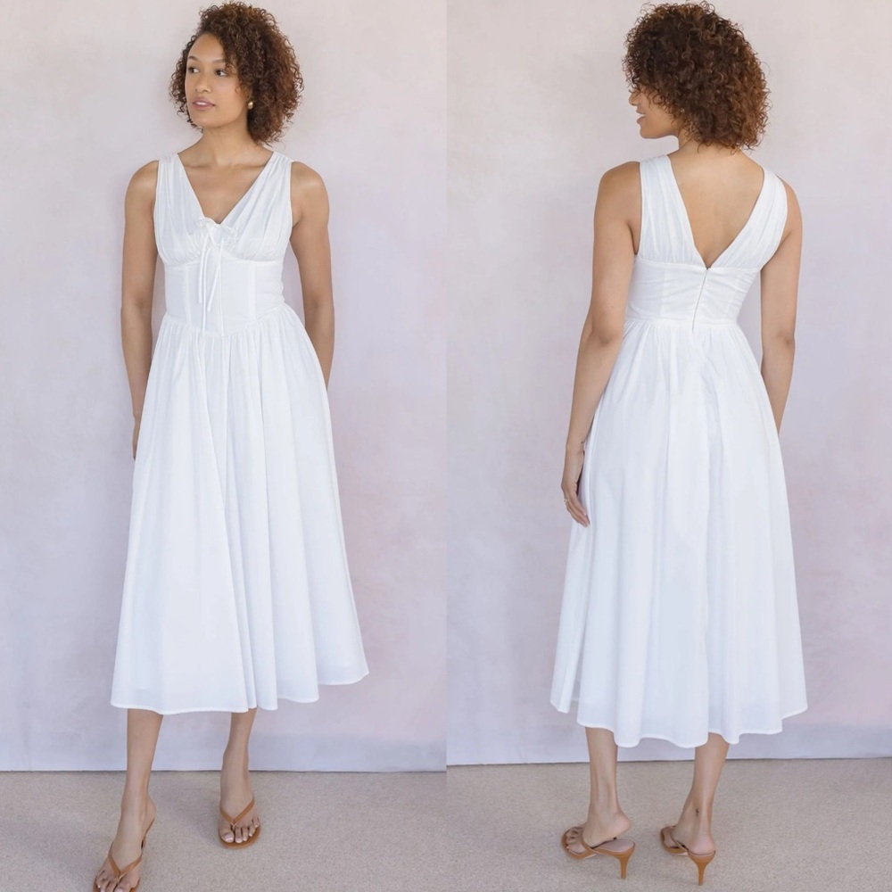 Moon River V Neck Corset Midi Dress - Picture 4 of 16